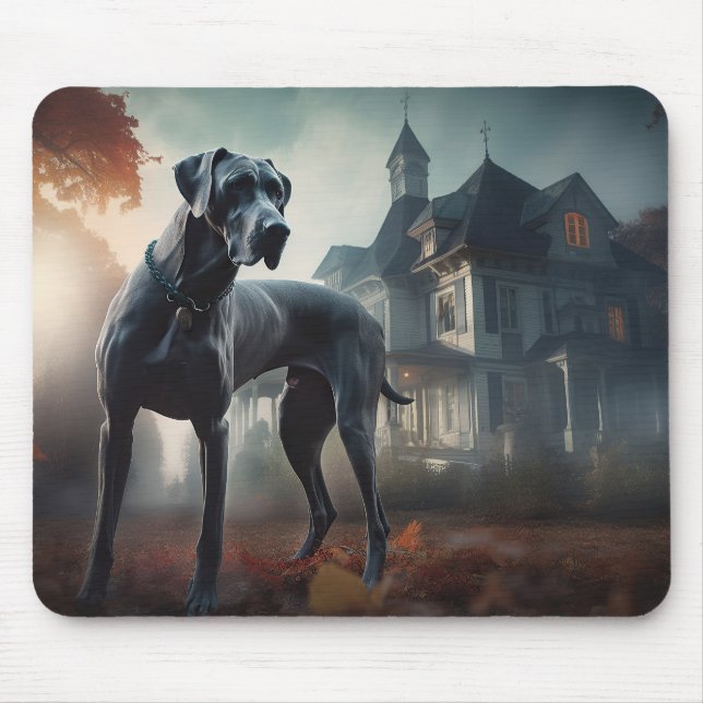 Tapis De Souris Grande Dane Halloween effrayante (Devant)