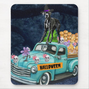 Tapis De Souris Grande Danse Chien Halloween Camion Effrayant Nuit