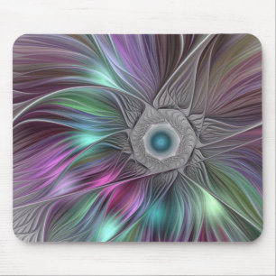 Tapis De Souris Grande Fleur colorée Abstrait Art Fractal moderne
