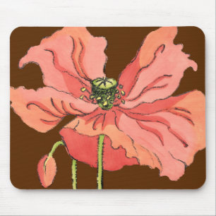 Tapis De Souris Grande Fleur rose avec Arrière - plan rouge profon