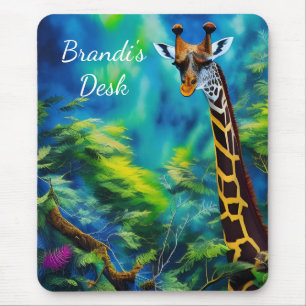 Tapis De Souris Grande Giraffe dans les arbres