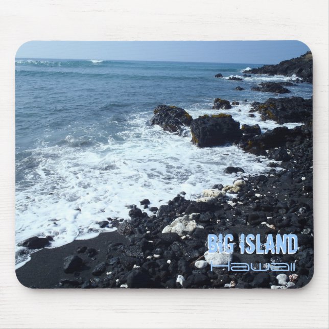 Tapis De Souris Grande île plage de sable noir Hawaii mousepad (Devant)