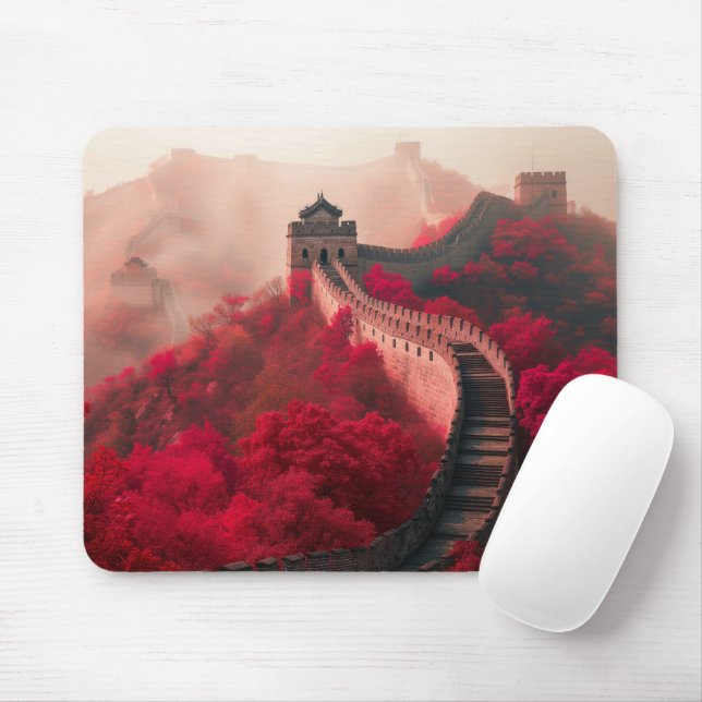 Tapis De Souris Grande Muraille de Chine en automne - Rouge Pittor (Avec souris)