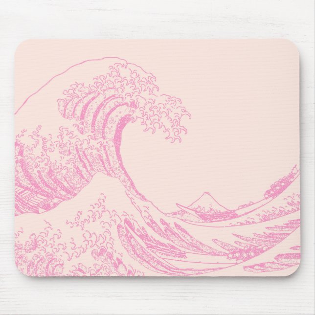 Tapis De Souris Grande vague de Kanagawa rose esthétique (Devant)