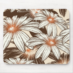 Tapis De Souris Grandes fleurs blanches