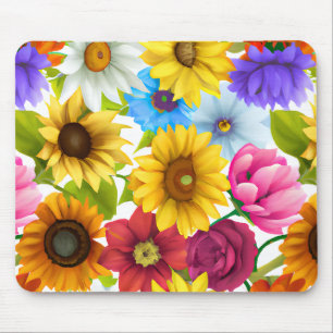 Tapis De Souris Grandes fleurs colorées botaniques