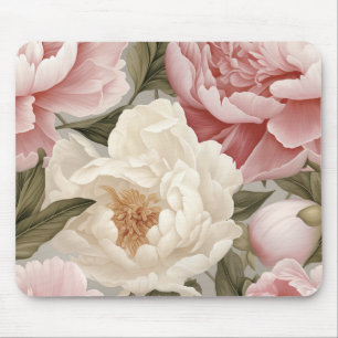 Tapis De Souris Grandes Peonies Roses blanches Design Accessoires