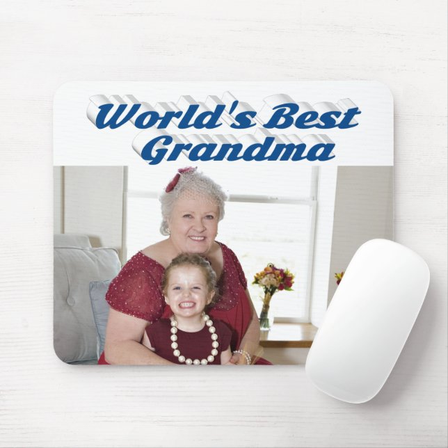 Tapis De Souris Grandma Photo typographie bleu marine (Avec souris)