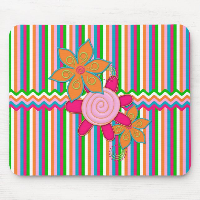 Tapis De Souris Grandmas Jardin Stripes Mousepad (Devant)