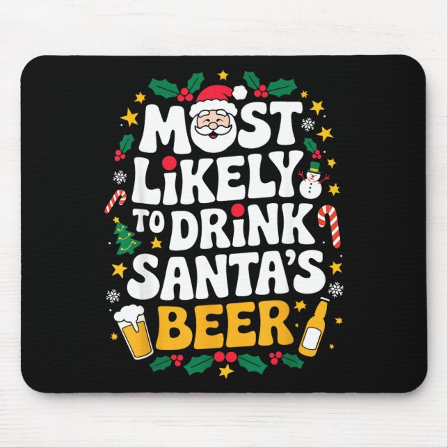 Tapis De Souris Grandpa Christmas Men Dad Most Likely To Drink San (Devant)