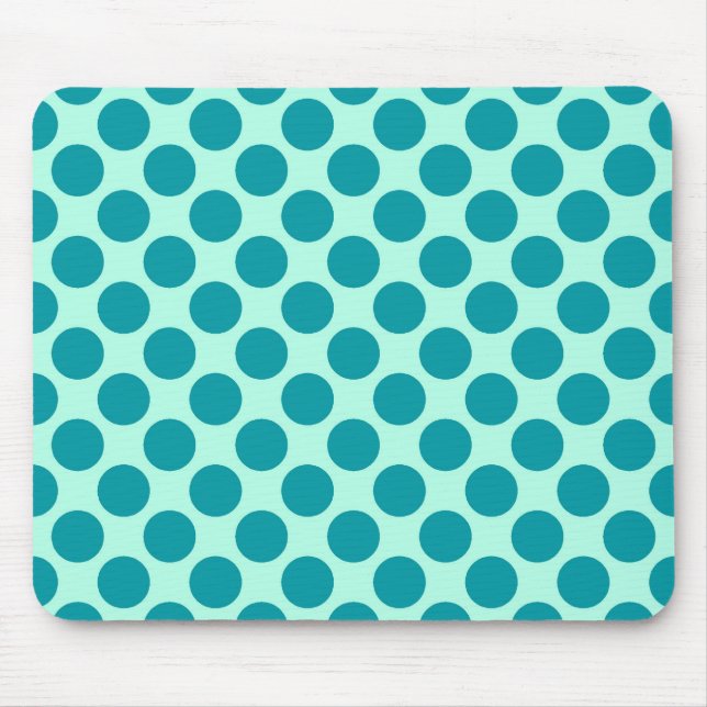 Tapis De Souris Grands points rétro - aqua et turquoise (Devant)