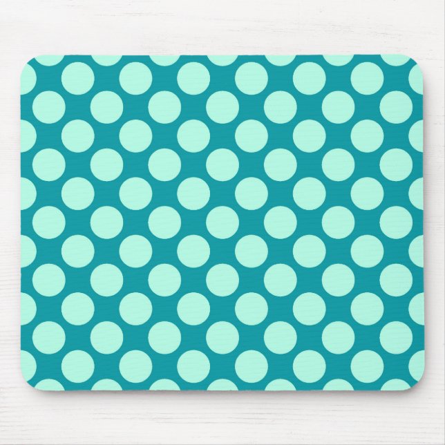 Tapis De Souris Grands points rétro - turquoise et aqua (Devant)