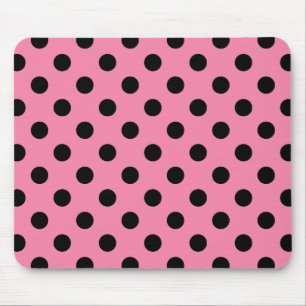 Tapis De Souris Grands pois noirs sur fond rose chaud