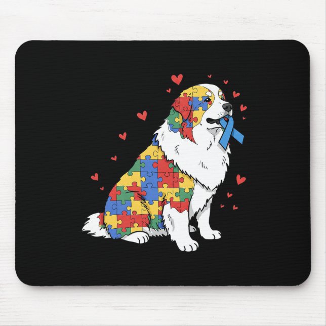 Tapis De Souris Grands Pyrénées Puzzle Autisme Sensibilisation Fem (Devant)