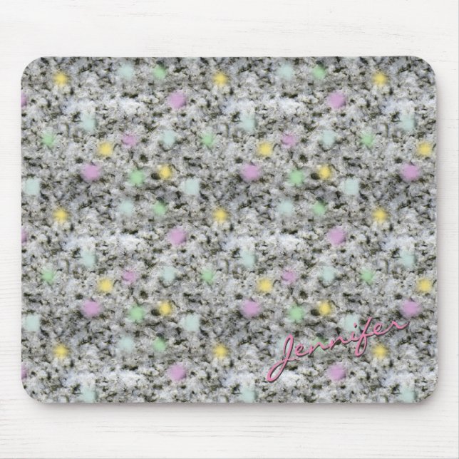 Tapis De Souris Granit blanc de texture de roche avec le nom en (Devant)
