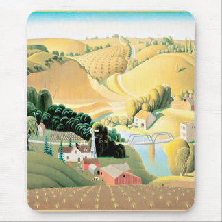 Tapis De Souris Grant Wood - Stone City, Iowa, peinture d'art,