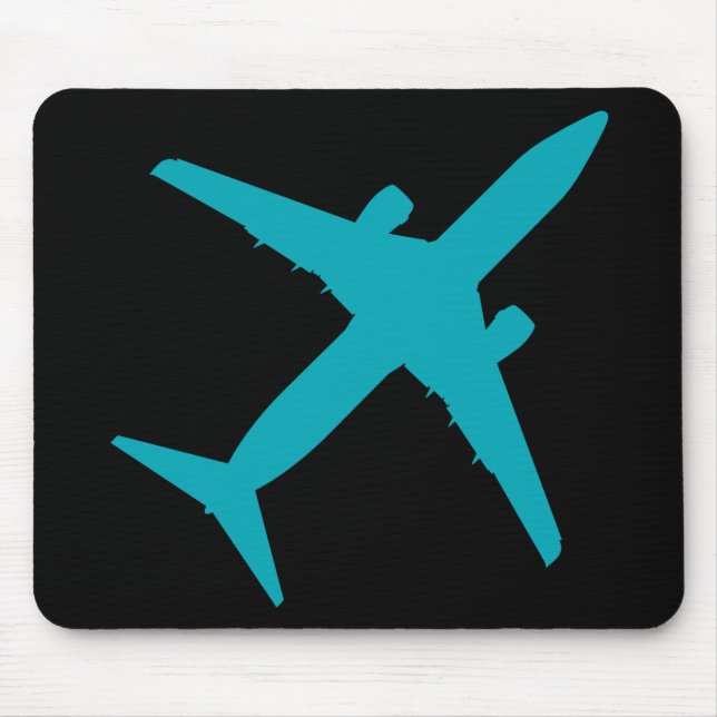 Tapis De Souris Graphique Avion en Bleu Aqua (Devant)