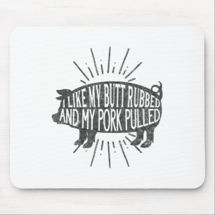Tapis De Souris Graphique Bbq Drôle J'Aime Mon Bouton Et Ma Por