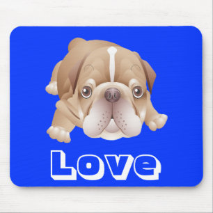 Tapis de souris graphique Chien chiot Bulldog Bleu
