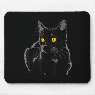 Tapis De Souris Graphique d'Art Chat Noir Avec Yellow Eyes Cool Vi