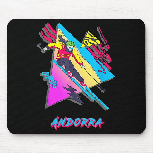 Tapis De Souris Graphique d'aventures de ski d'Andorre (Devant)