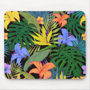 Tapis De Souris Graphique de fleur d'Aloha de Hawaii tropical