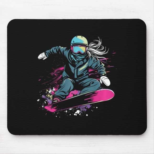 Tapis De Souris Graphique de la fille de snowboard (Devant)