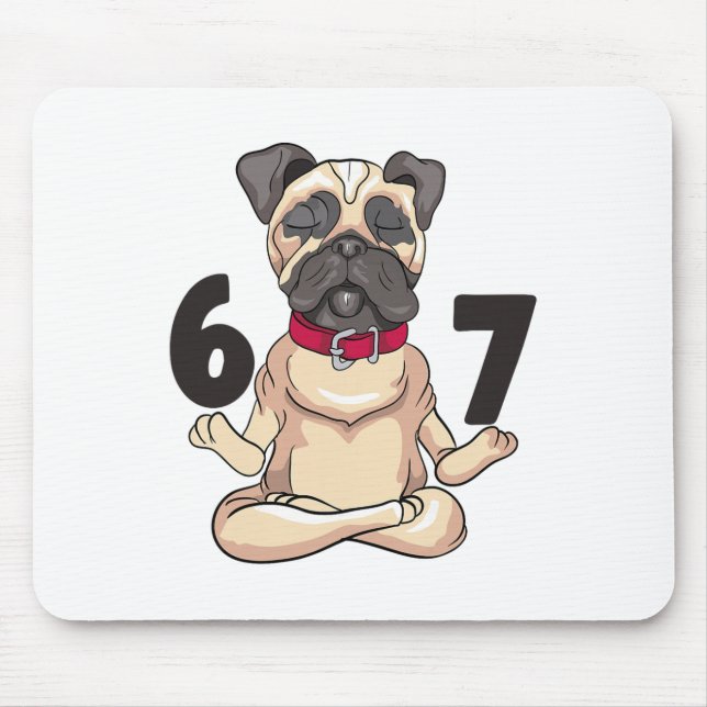 Tapis De Souris Graphique drôle de 67 Pug Dog Yoga Hand Pose  (Devant)