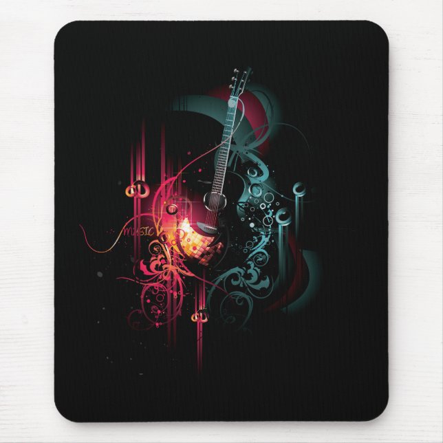 Tapis De Souris Graphique frais de musique avec la guitare (Devant)