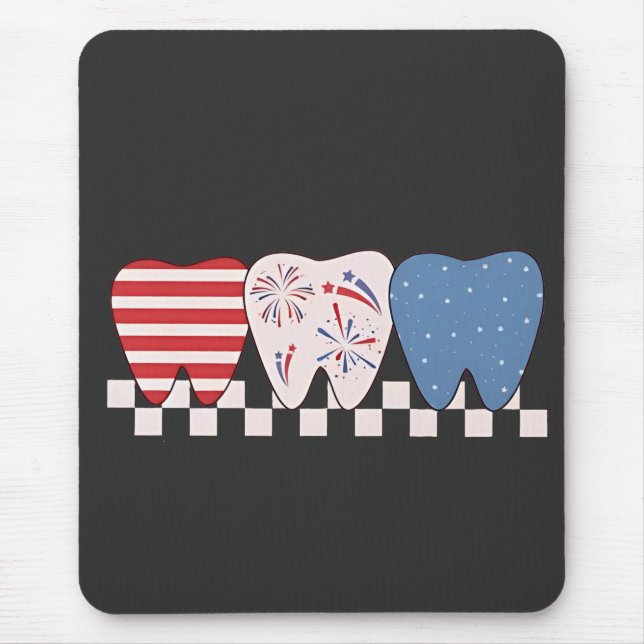 Tapis De Souris Graphisme à trois dents 4 juillet (Devant)