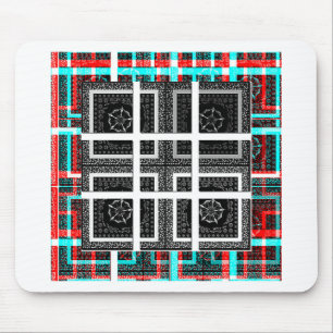 Tapis De Souris Graphisme chic à carreaux noir, blanc et rouge