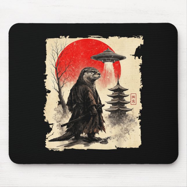 Tapis De Souris Graphisme d'art de guerrier japonais Otter Samurai (Devant)