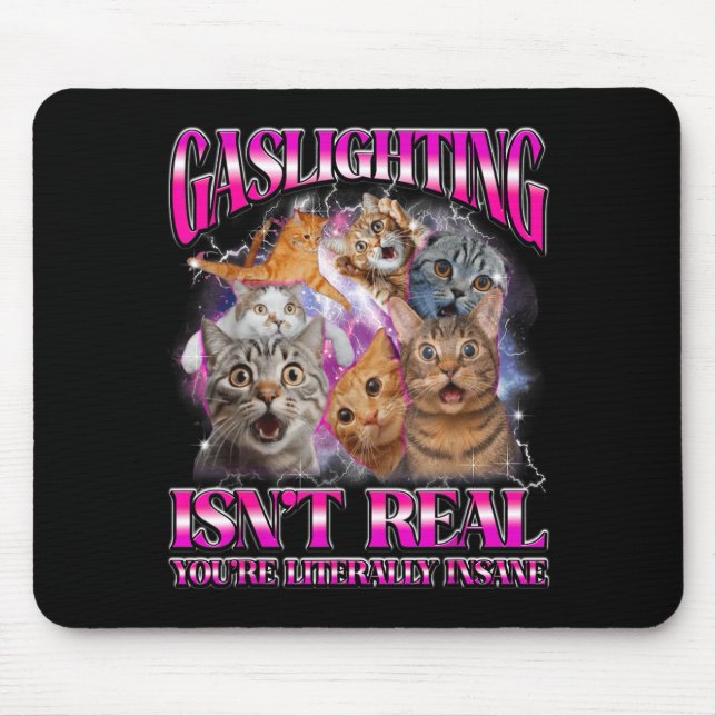 Tapis De Souris Graphisme de chat drôle de contrefaçon de Gaslight (Devant)