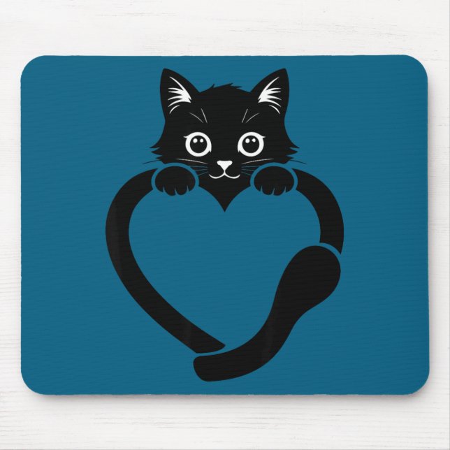 Tapis De Souris Graphisme de cœur de chat amour mignon chat  (Devant)