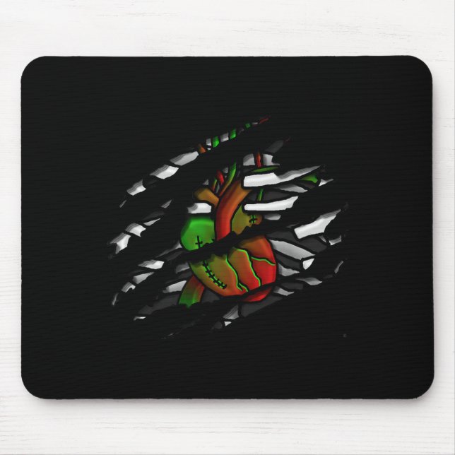 Tapis De Souris Graphisme de cœur et d'os de zombie (Devant)