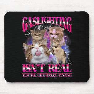 Tapis De Souris Graphisme de contrefaçon de mème de chat drôle Gas