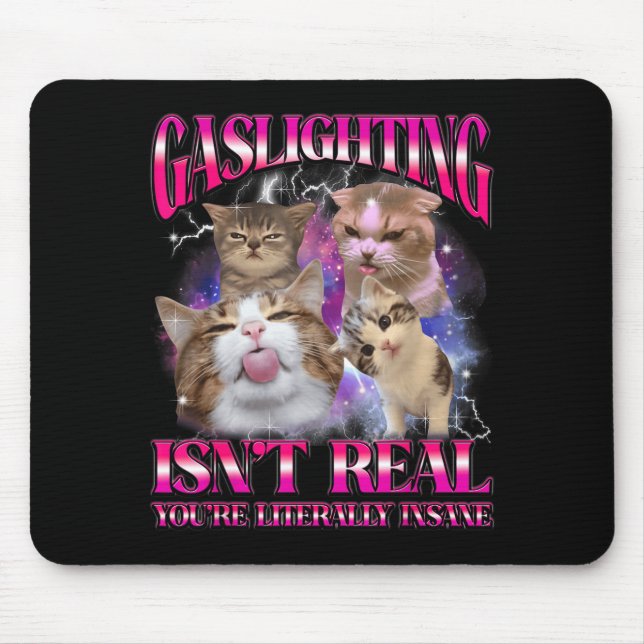 Tapis De Souris Graphisme de contrefaçon de mème de chat drôle Gas (Devant)