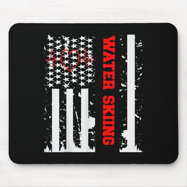 Tapis De Souris Graphisme de ski nautique avec drapeau américain v (Devant)