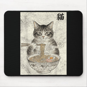 Tapis De Souris Graphisme drôle Chat Ramen Japonais Kawaii Anime