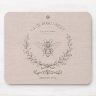 Tapis De Souris Gravure d'abeille Blush Poussiéreuse Campagne Fr