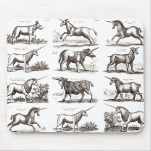 Tapis De Souris Gravure de licorne antique spécimen de zoologie vi