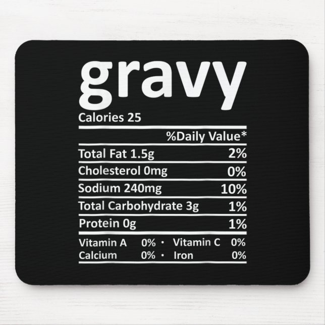 Tapis De Souris Gravy Nutrition Facts Funny Thanksgiving Christmas (Devant)