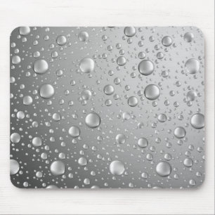 Tapis De Souris Gray argenté métallique gouttes de pluie Abstraite
