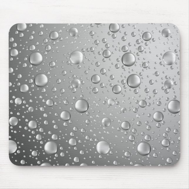 Tapis De Souris Gray argenté métallique gouttes de pluie Abstraite (Devant)