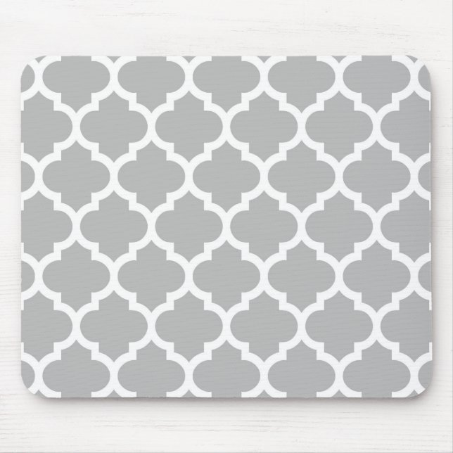 Tapis De Souris Gray White Moroccan Quatrefoil Pattern #5 (Devant)