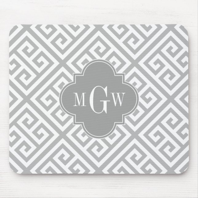 Tapis De Souris Gray Wt Med Greek Key Diag T Dk Grey Name Monogram (Devant)