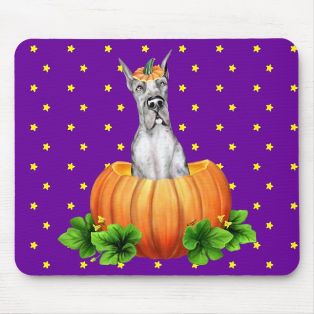 Tapis De Souris Great Dane Halloween Merle Dane-O-Lantern (Devant)