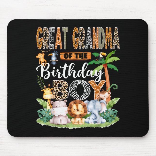 Tapis De Souris Great Grandma Of The Birthday Boy Jungle Safari An (Devant)