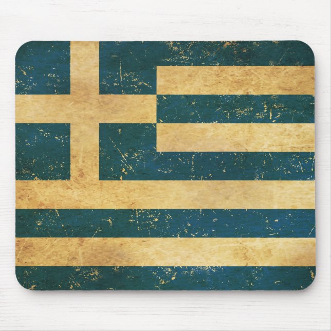 Tapis De Souris Grèce Drapeau Vintage Grunge Design (Devant)