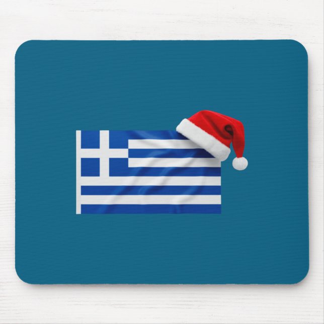 Tapis De Souris Greek Flag Santa Hat Funny Greece Christmas Holida (Devant)